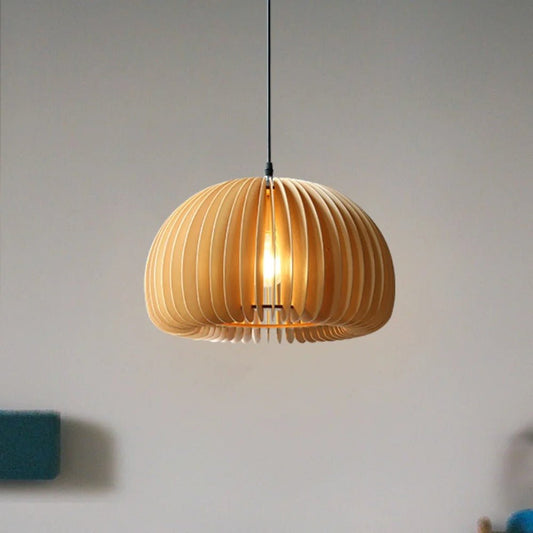 Lampe champignon bois suspendue de style moderne et nordique - Circuzen